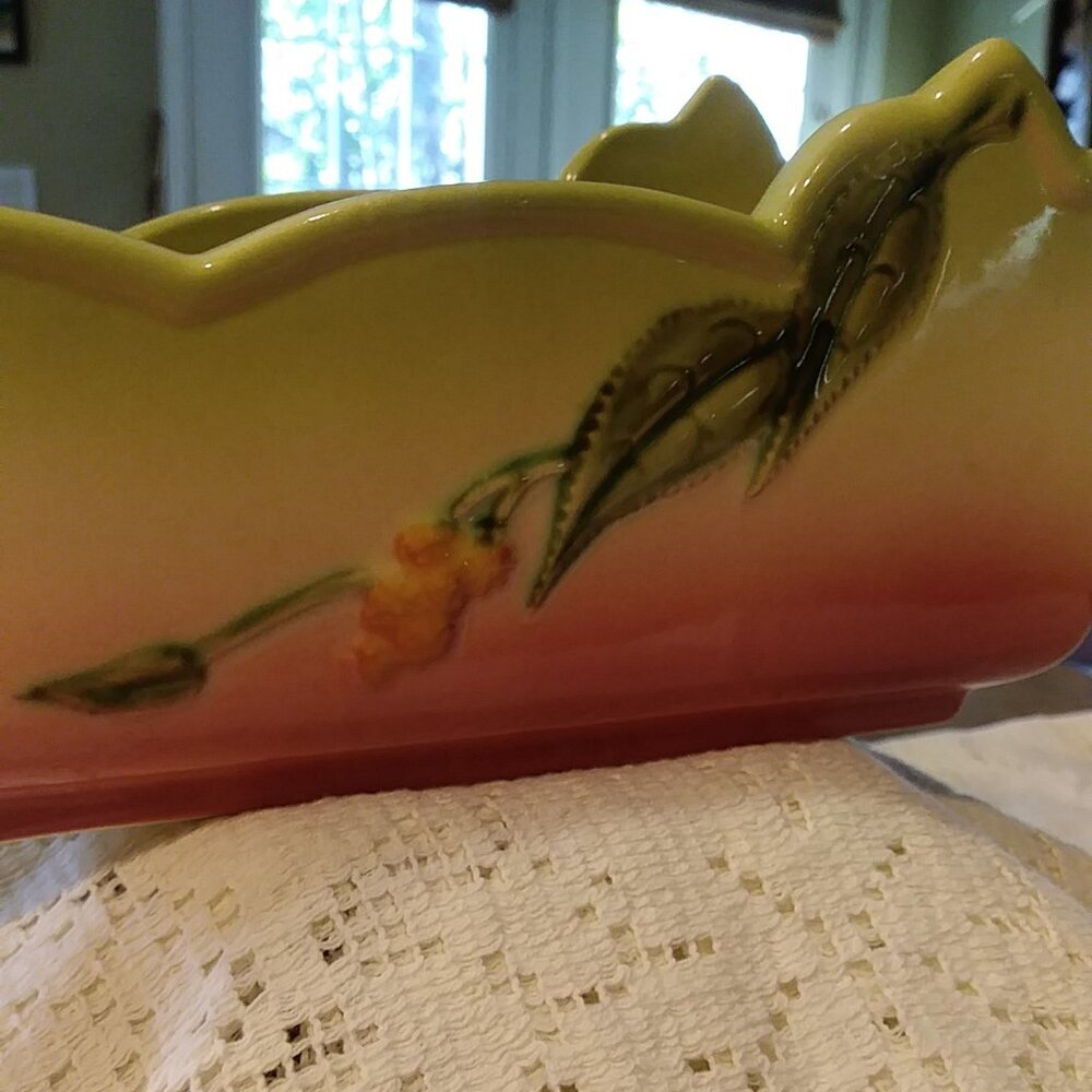 Vintage Hull Woodland Ceramic Pottery Planter Pink Green Yellow - Picture 11 of 13